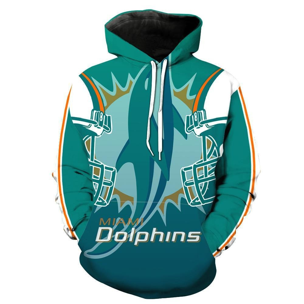 Miami Dolphins 3d Pullover Nfl Footballs Hoodie 3D