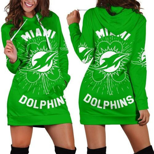 Miami Dolphins St Patricks Day Hoodie Dress Sweater Dress Sweatshirt Dress 3d All Over Print For Women Hoodie