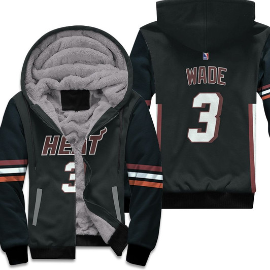 Miami Heat Dwyane Wade 3 2020 Nba New Arrival Black Basketball Jersey Style Gift For Heat Fans Fleece Hoodie