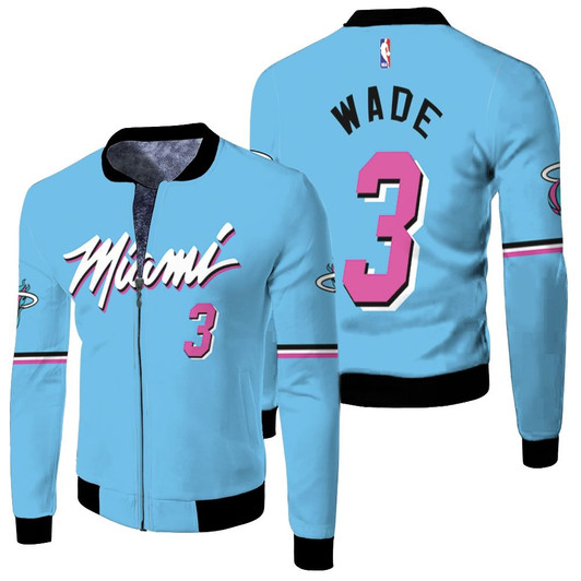 Miami Heat Dwyane Wade 3 Nba Basketball 2020 Finished City Edition Jersey Style Gift For Heat Fans Fleece Bomber Jacket