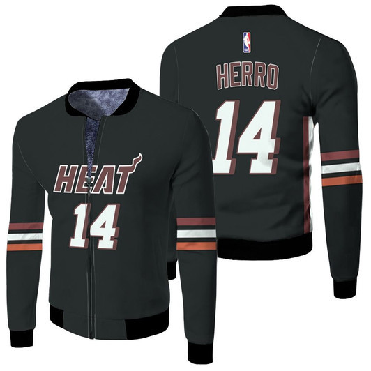 Miami Heat Tyler Herro 14 2020 Nba New Arrival Black Basketball Jersey Style Gift For Heat Fans Fleece Bomber Jacket