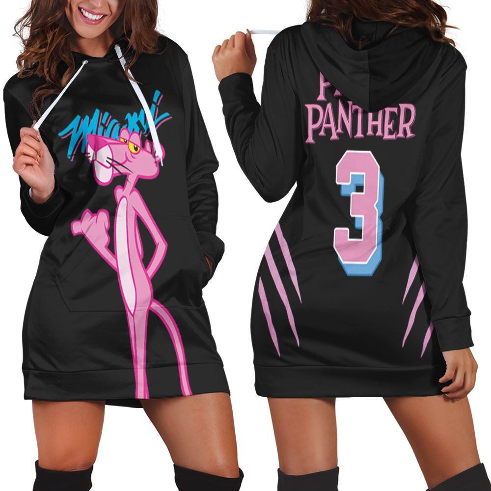 Miami Heat X Pink Panther 3 2021 Collection Black Jersey Inspired Style Hoodie Dress Sweater Dress Sweatshirt Dress