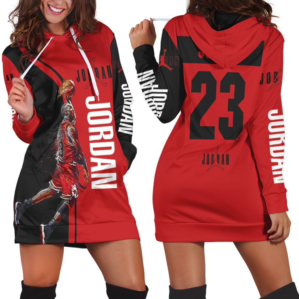 Michael Jordan 23 Chicago Bull Jump Shot Logo Hoodie Dress Sweater Dress Sweatshirt Dress