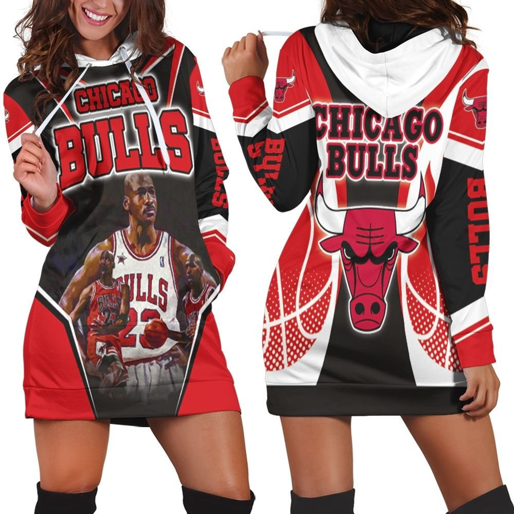 Michael Jordan 23 Chicago Bulls Fire Ball Hoodie Dress Sweater Dress Sweatshirt Dress