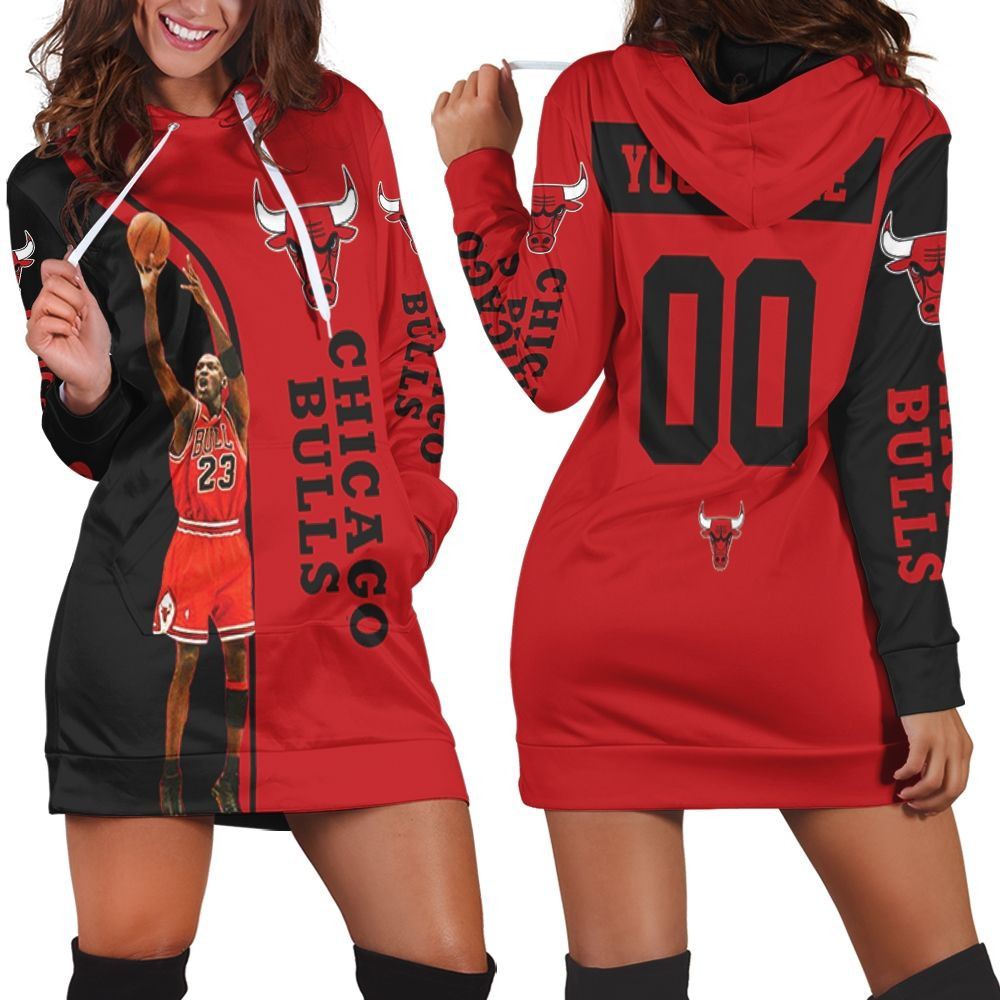 Michael Jordan 23 Chicago Bulls Legend 3d Hoodie Dress Sweater Dress Sweatshirt Dress