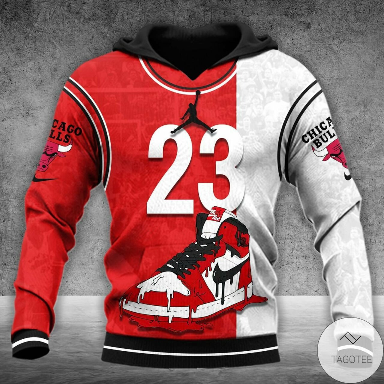 Michael Jordan 23 Red White Hitting 3d All Over Print Hoodie