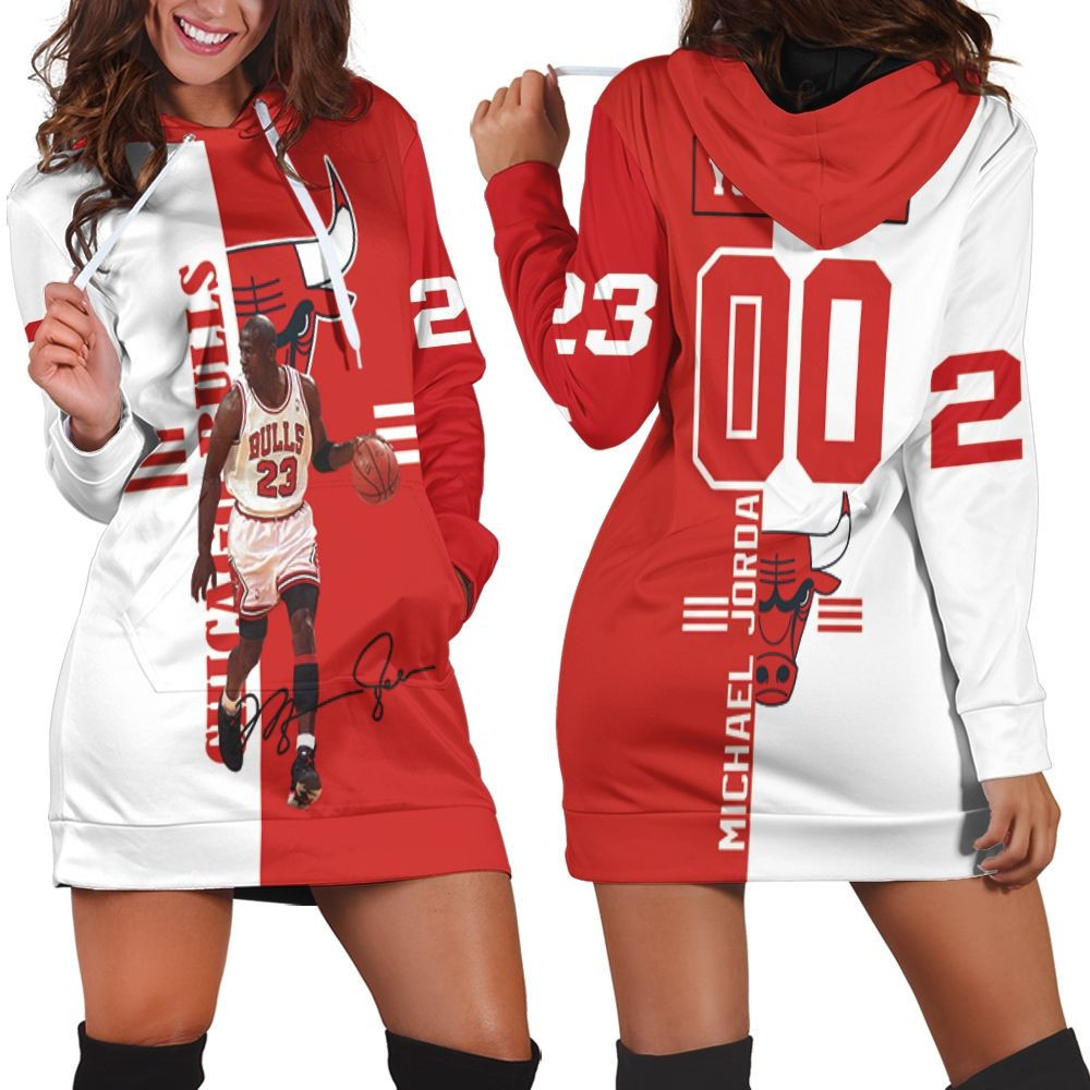 Michael Jordan 23 Signed 3d Hoodie Dress Sweater Dress Sweatshirt Dress