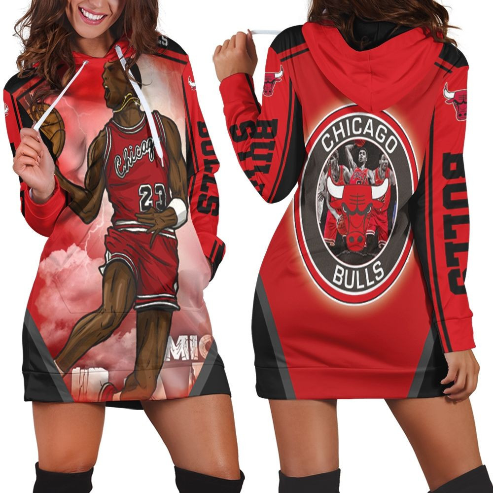 Michael Jordan Art Chicago Bulls Hoodie Dress Sweater Dress Sweatshirt Dress