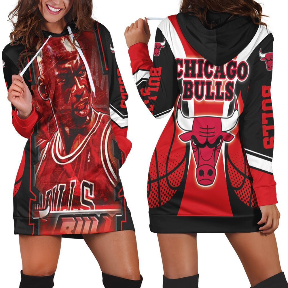 Michael Jordan Chicago Bulls 23 Fireball Hoodie Dress Sweater Dress Sweatshirt Dress