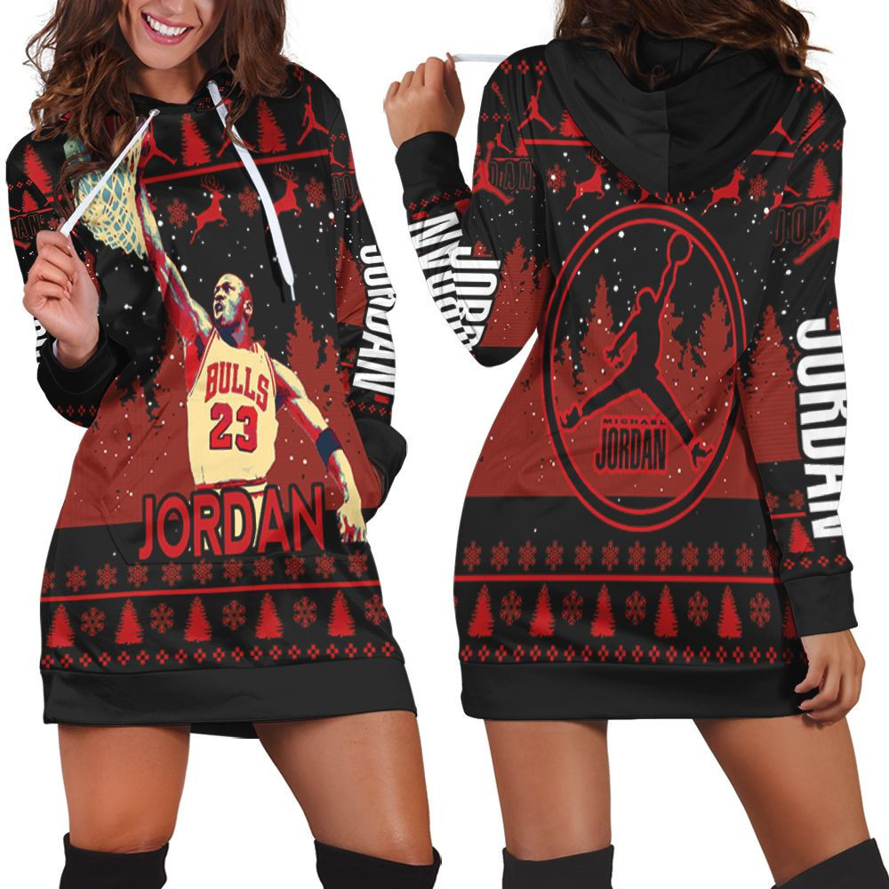 Michael Jordan Jump Shot Christmas Decor Hoodie Dress Sweater Dress Sweatshirt Dress