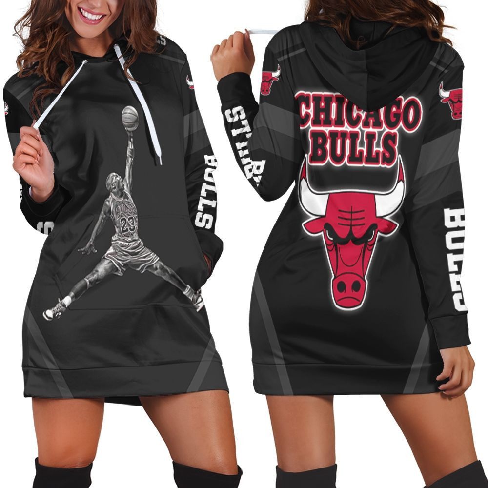 Michael Jordan Logo Chicago Bulls Hoodie Dress Sweater Dress Sweatshirt Dress