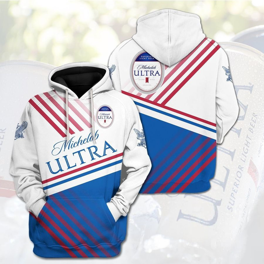 Michelob Ultra Beer Blue Red Stripes Premium Hoodie for Men and Women