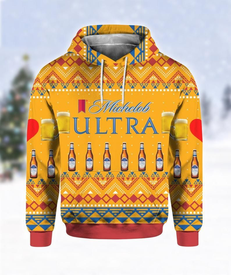 Michelob Ultra Beer Bottles Print Ugly Hoodie 3D All Over Print