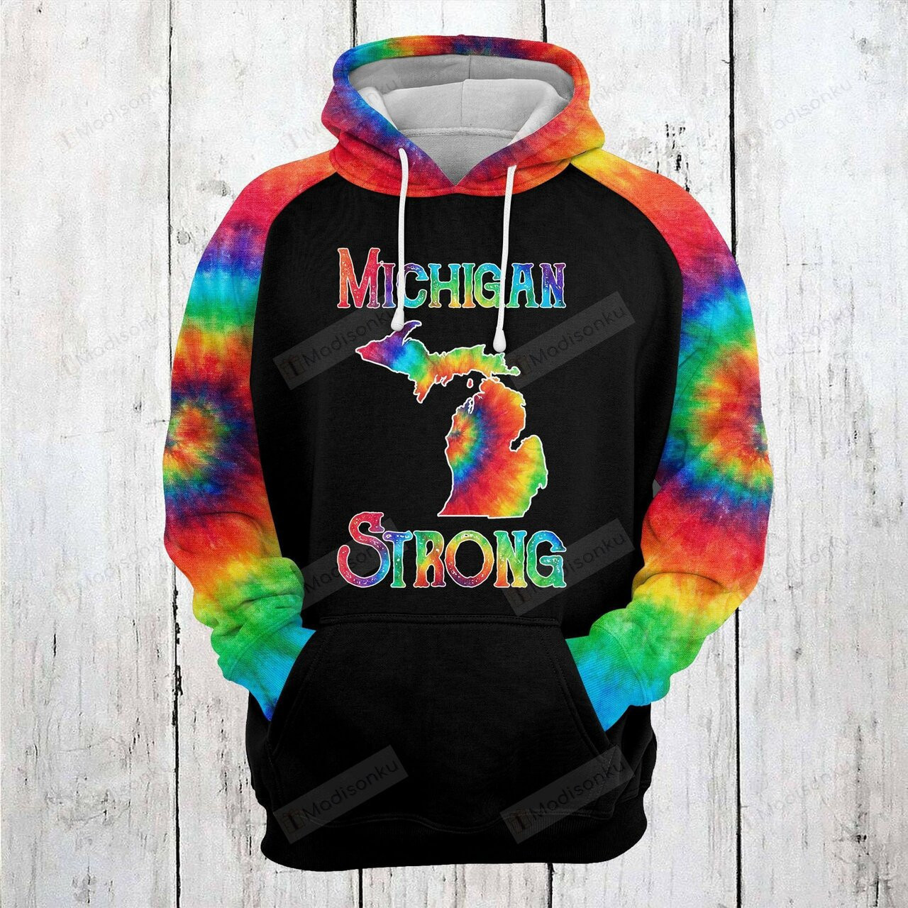 Michigan Strong Tie Dye 3d All Over Print Hoodie