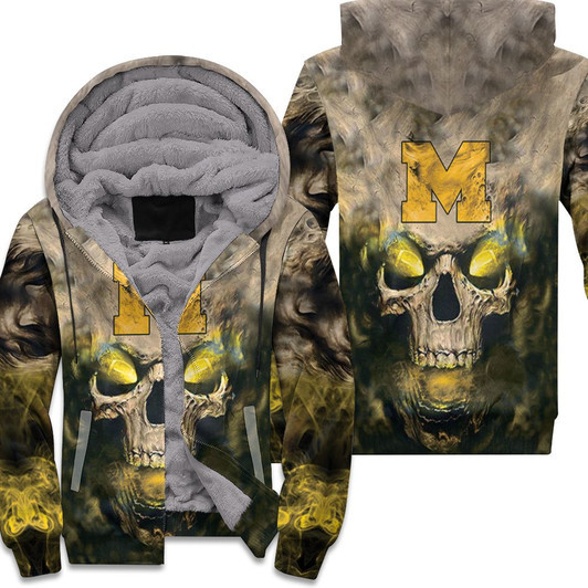 Michigan Wolverines Skull Michigan Wolverines 3Ds Fleece Hoodie