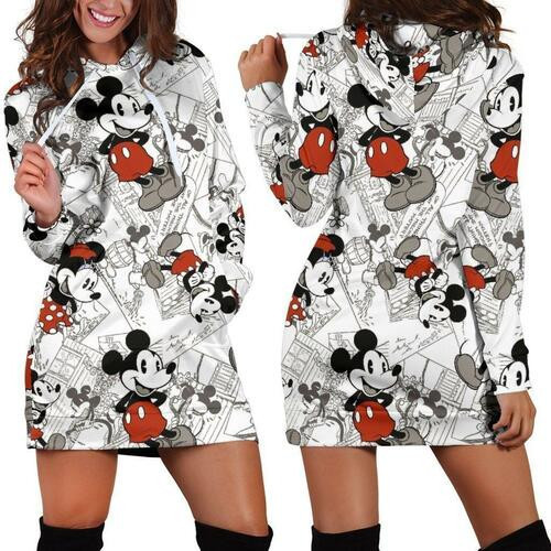 Mickey Minnie Womens Hoodie Dress Sweater Dress Sweatshirt Dresses Hoodie