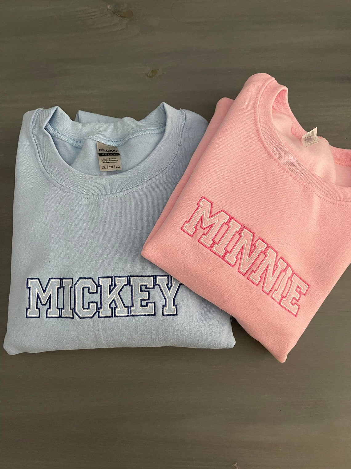 Mickey X Minnie Embroidered Couple Bf Gf Matching Sweatshirts