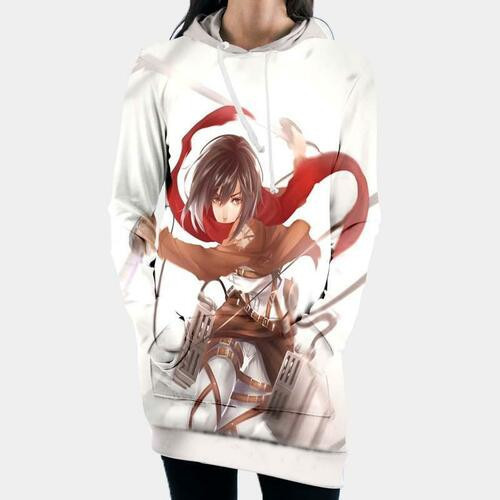 Mikasa Ackerman In Her Omni 3d Hoodie Dress Sweater Dress Sweatshirt Dress Hoodie