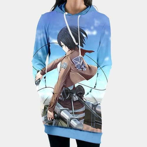 Mikasa Ackerman With Mobility Gear 3d Hoodie Dress Sweater Dress Sweatshirt Dress Hoodie