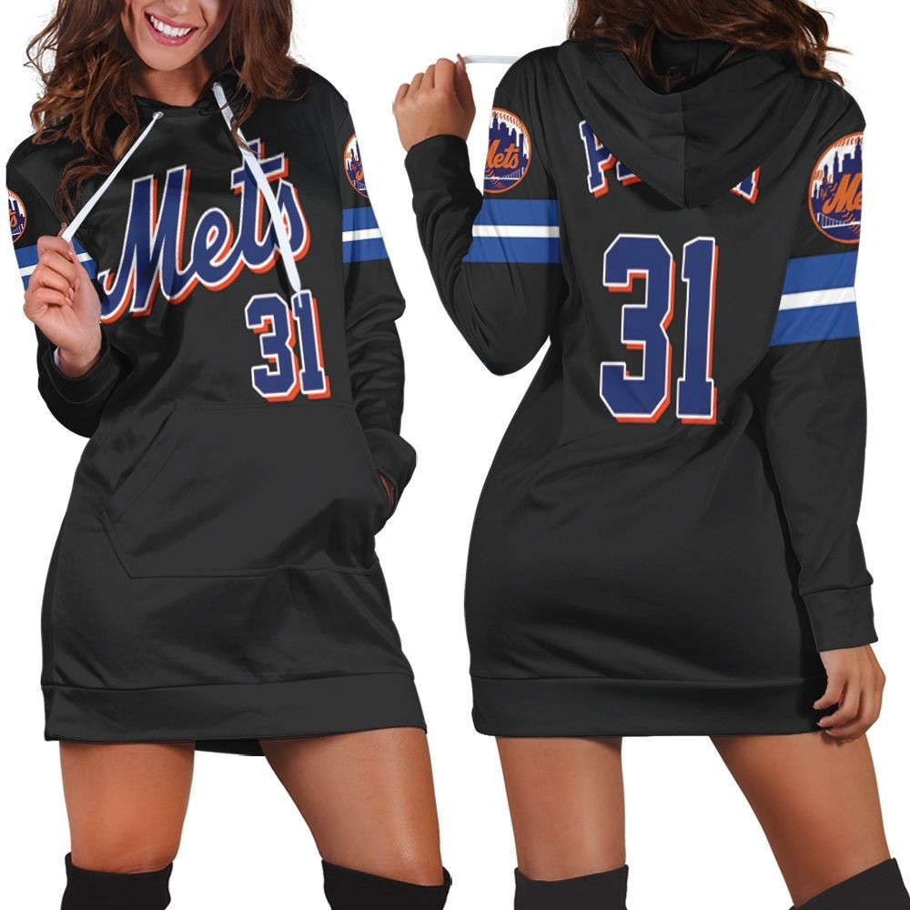 Mike Piazza New York Mets Black 2019 Jersey Inspired Style Hoodie Dress Sweater Dress Sweatshirt Dress