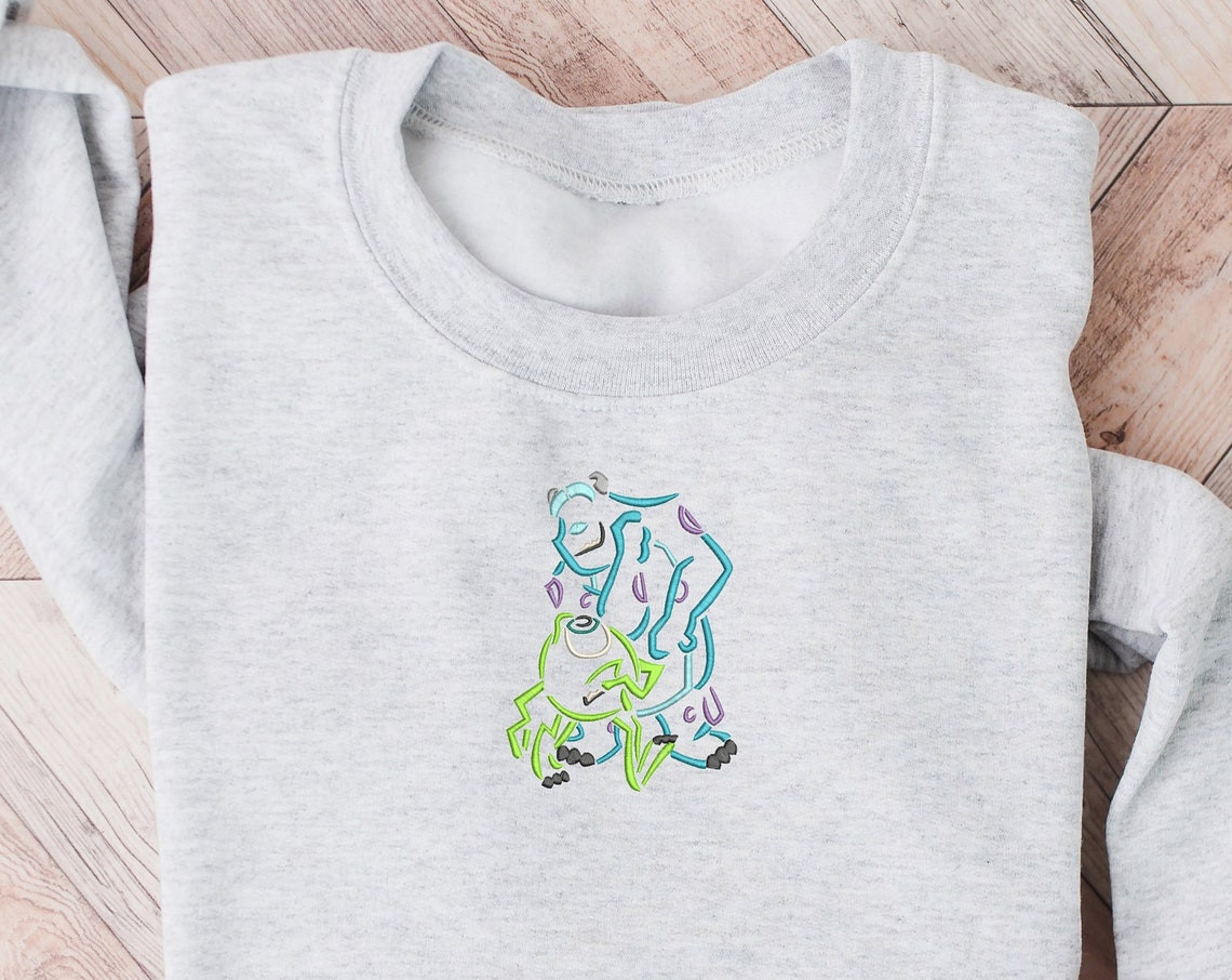 Mike Sully Embroidered Crewneck Disney Embroidered Sweatshirt Monsters Inc Crewneck Disney Sweatshirt Womens Disney Crewneck