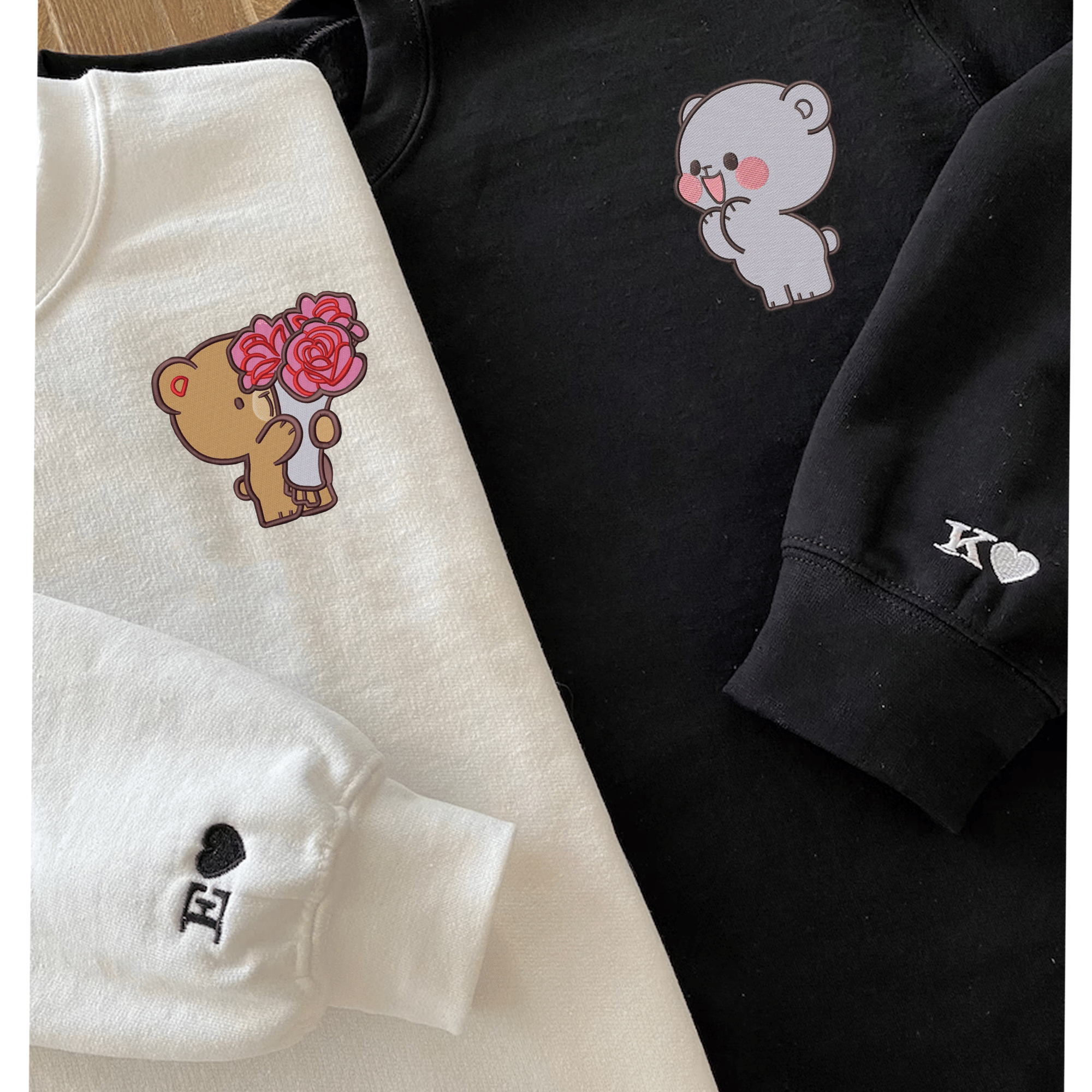 Milk And Mocha Bears Embroidered Sweatshirt