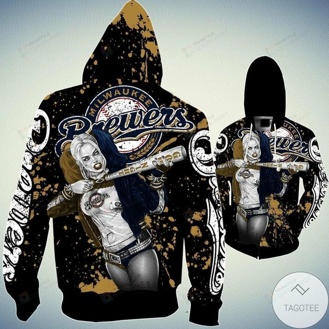 Milwaukee Brewers And Harley Quinn 3d All Over Print Hoodie