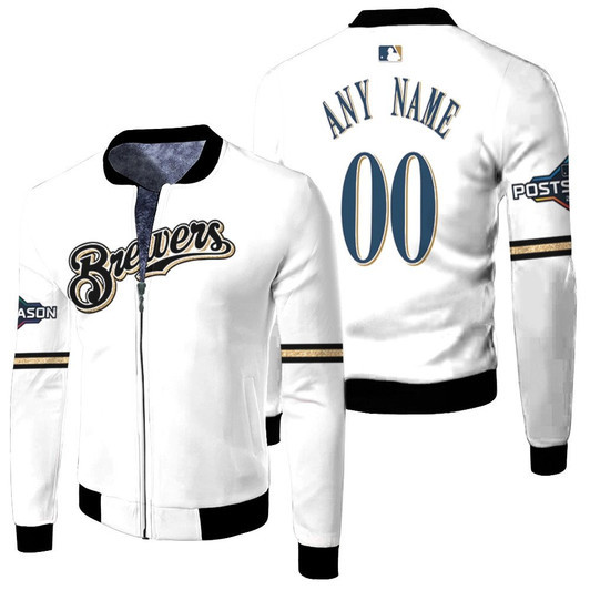 Milwaukee Brewers Mlb 2019 Postseason Player White Jersey Style Custom Gift For Brewers Fans Fleece Bomber Jacket