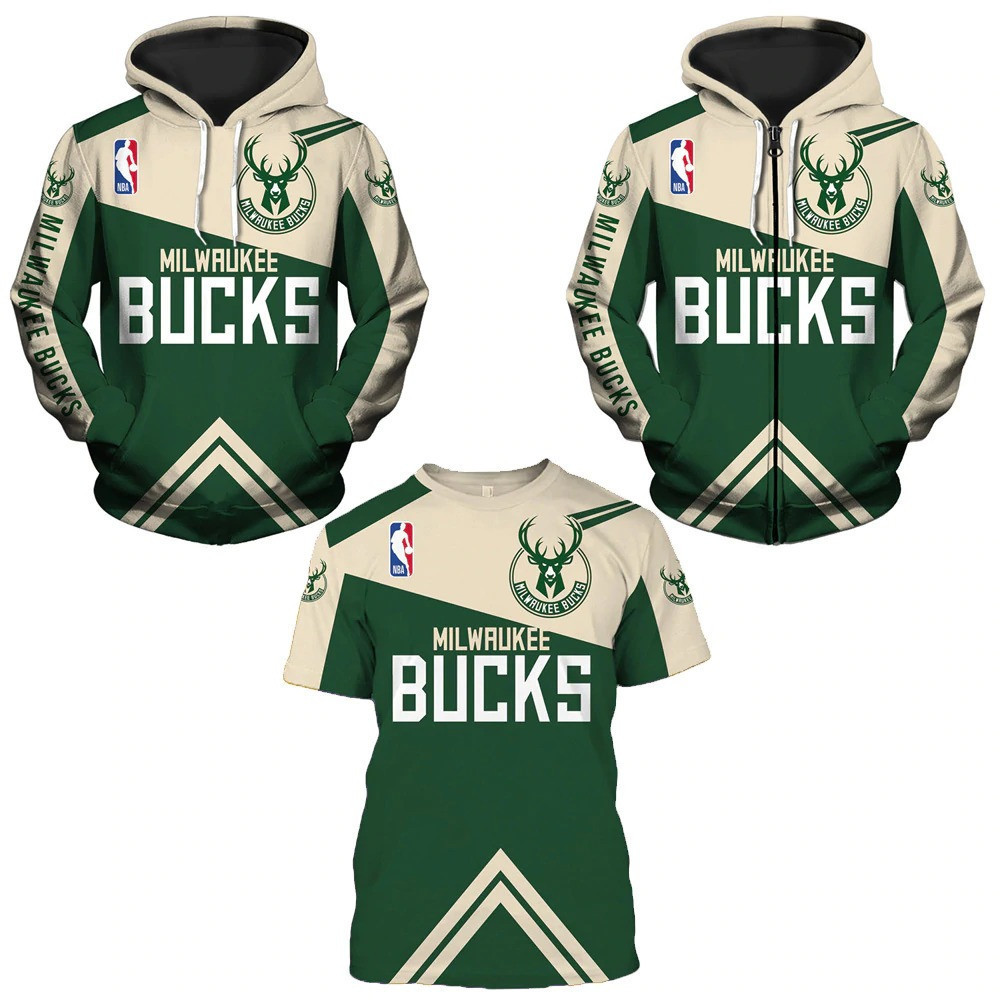 Milwaukee Bucks Clothing T-Shirt Pullover Zipper Hoodies For Men Women Size S-5XL