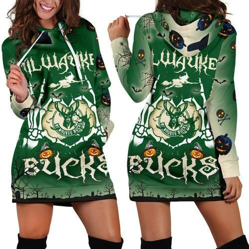 Milwaukee Bucks Hoodie Dress Sweater Dress Sweatshirt Dress 3d All Over Print For Women For Halloween Hoodie
