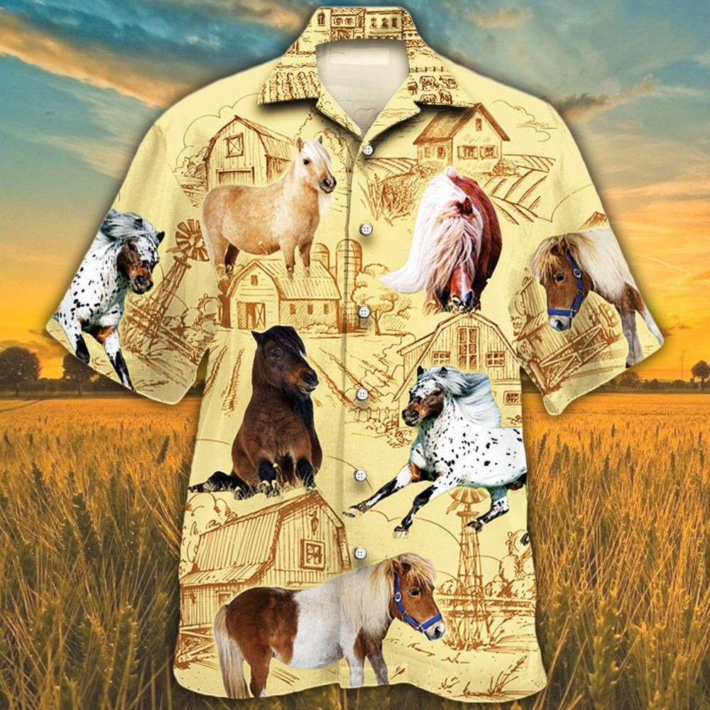 Miniature Horse Lovers Farm Aloha Hawaiian Shirt Colorful Short Sleeve Summer Beach Casual Shirt For Men And Women