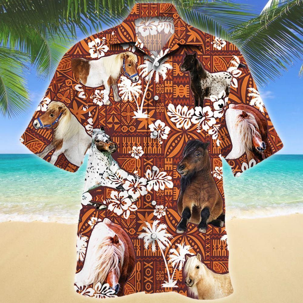 Miniature Horse Red Tribal Aloha Hawaiian Shirt Colorful Short Sleeve Summer Beach Casual Shirt For Men And Women
