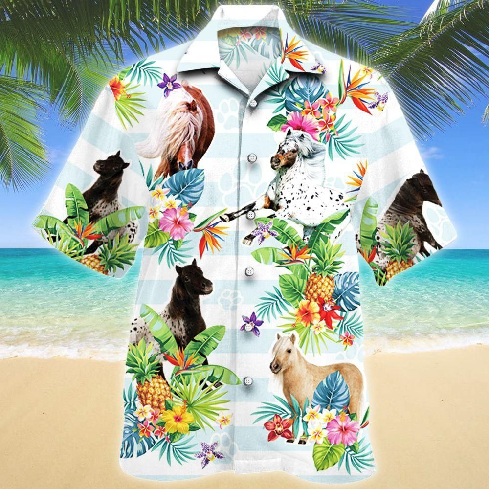 Miniature Horse Tropical Flower Aloha Hawaiian Shirt Colorful Short Sleeve Summer Beach Casual Shirt For Men And Women