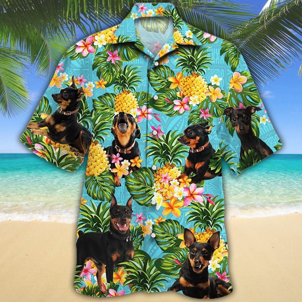 Miniature Pinscher Dog Lovers Pineapple Aloha Hawaiian Shirt Colorful Short Sleeve Summer Beach Casual Shirt For Men And Women