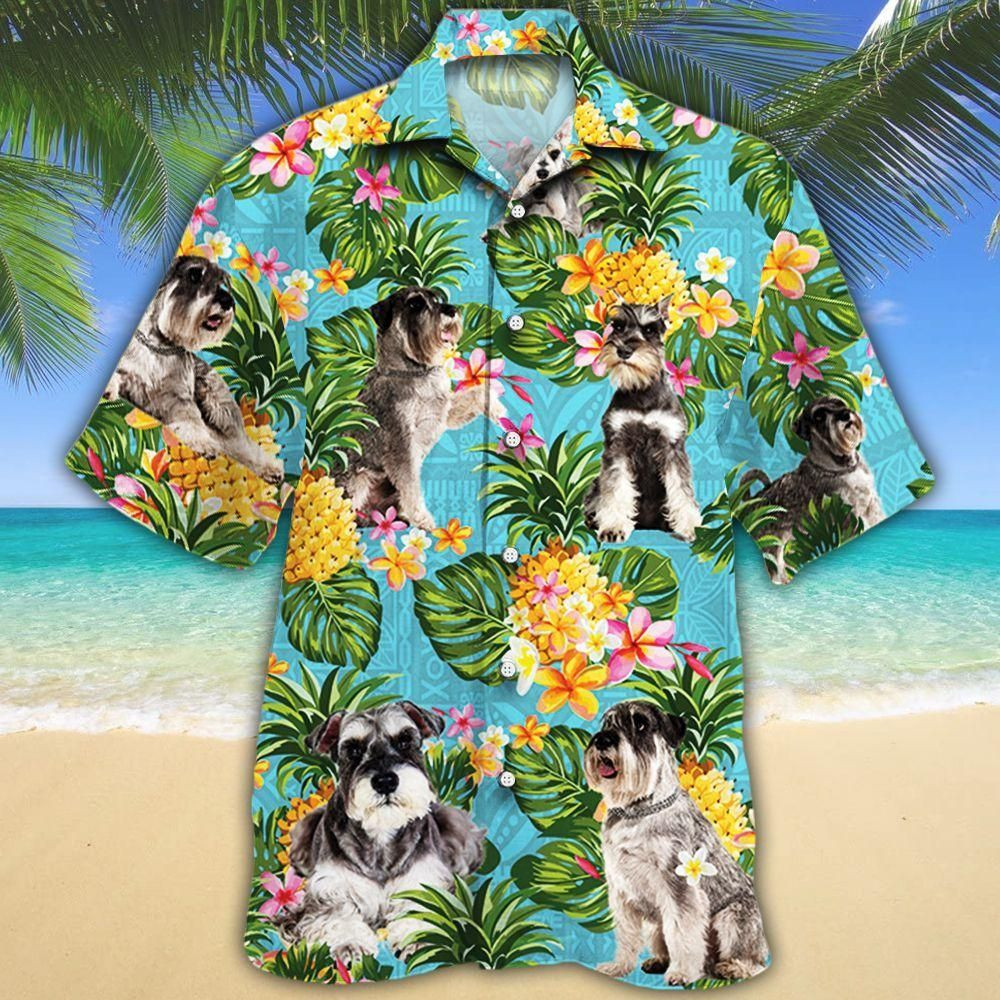 Miniature Schnauzer Dog Lovers Pineapple Aloha Hawaiian Shirt Colorful Short Sleeve Summer Beach Casual Shirt For Men And Women