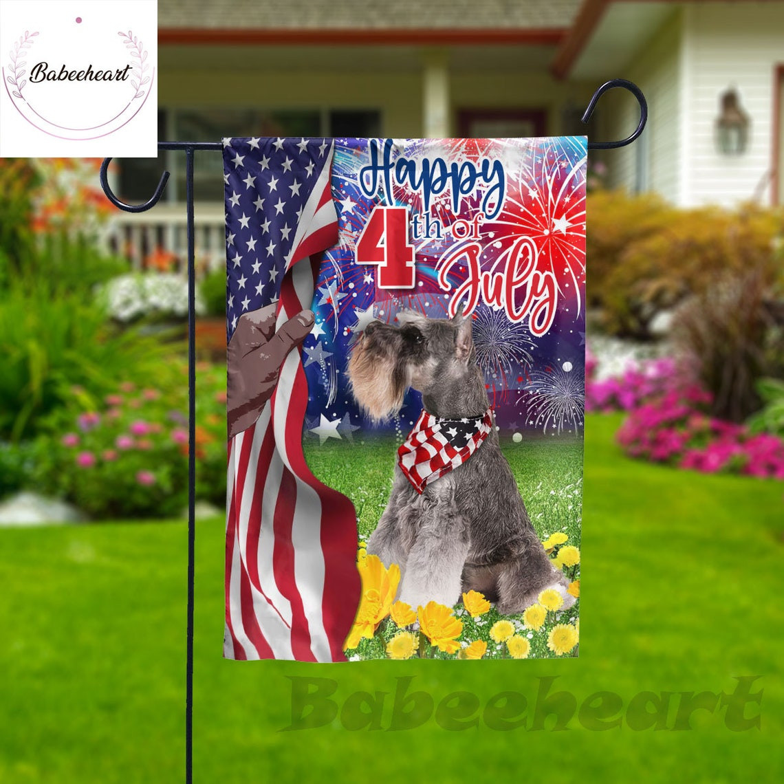 Miniature Schnauzer Independence Day Flag Dog 4th Of July Flag Fourth July Dog Flag USA Independence Day Proud Nation Flags