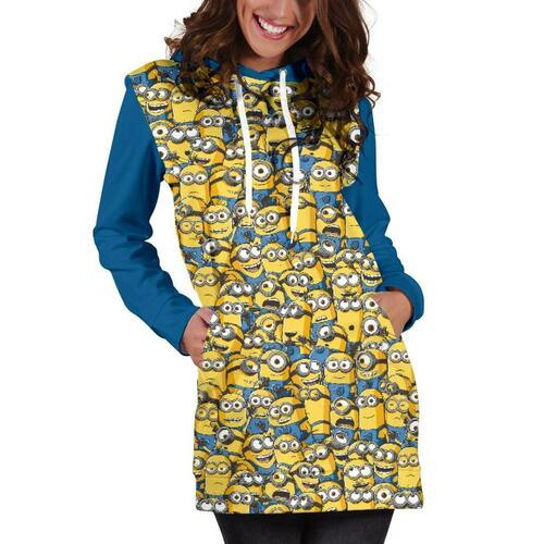 Minion Hoodie Dress Sweater Dress Sweatshirt Dress 3d All Over Print For Women Hoodie