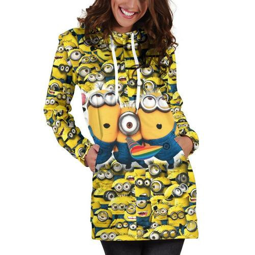 Minion Hoodie Dress Sweater Dress Sweatshirt Dress 3d All Over Print For Women Hoodie