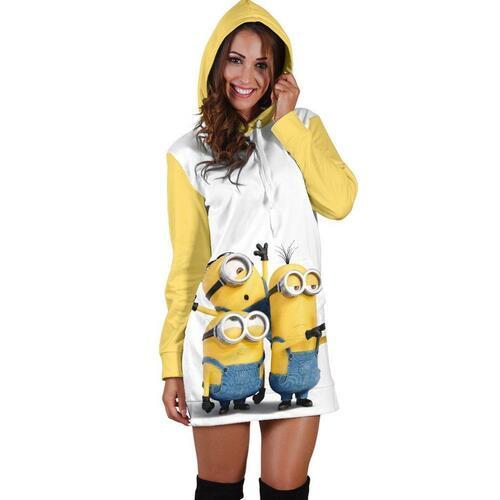 Minion Hoodie Dress Sweater Dress Sweatshirt Dress 3d All Over Print For Women Hoodie