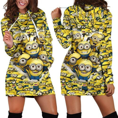 Minion Hoodie Dress Sweater Dress Sweatshirt Dress 3d All Over Print For Women Hoodie