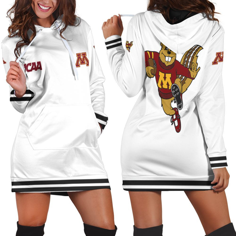 Minnesota Golden Gophers Ncaa Classic White With Mascot Logo Gift For Minnesota Golden Gophers Fans Hoodie Dress Sweater Dress Sweatshirt Dress