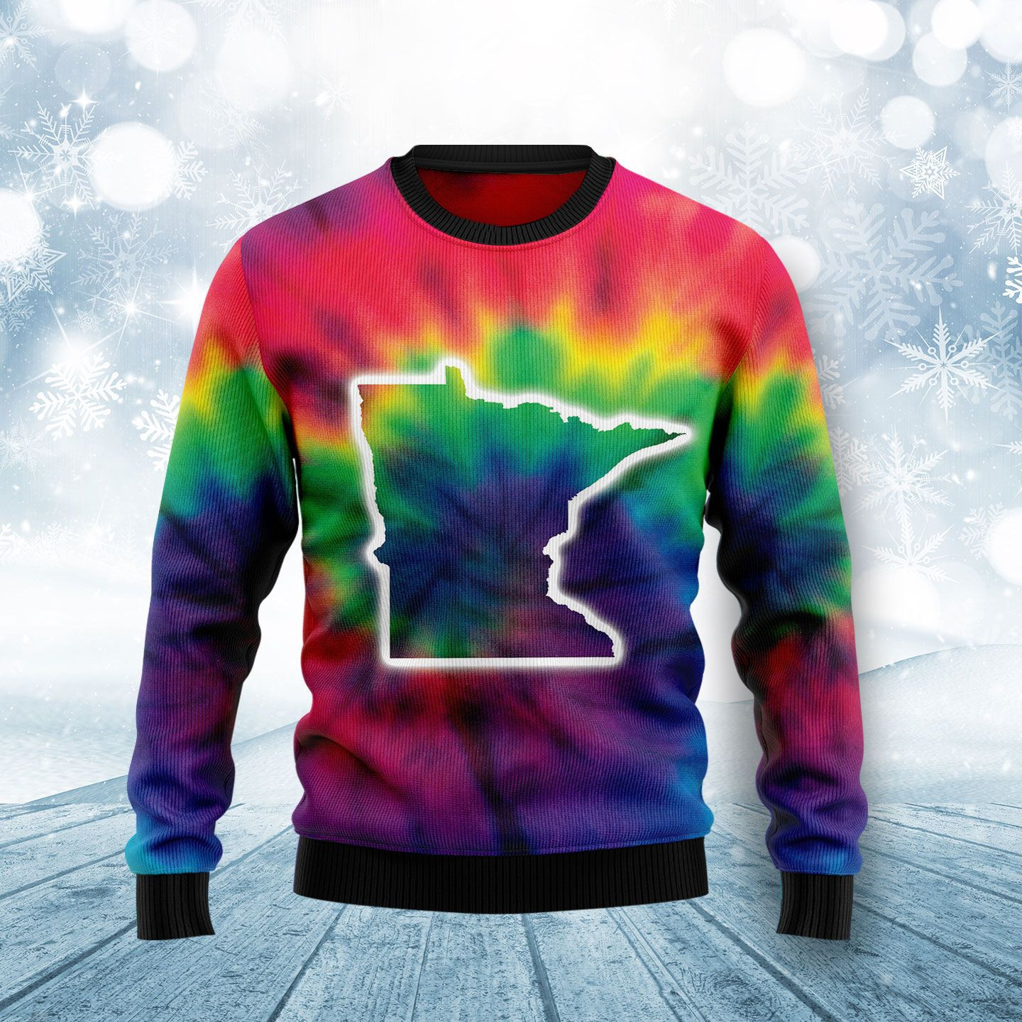 Minnesota Nice Tie Dye Ugly Christmas Sweater