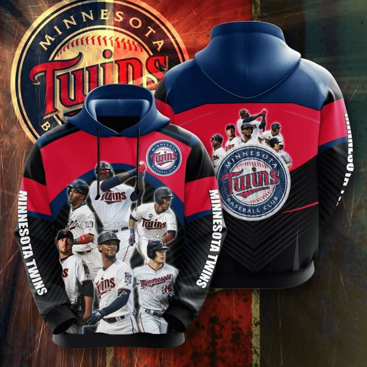 Minnesota Twins 3d All Over Print Hoodie