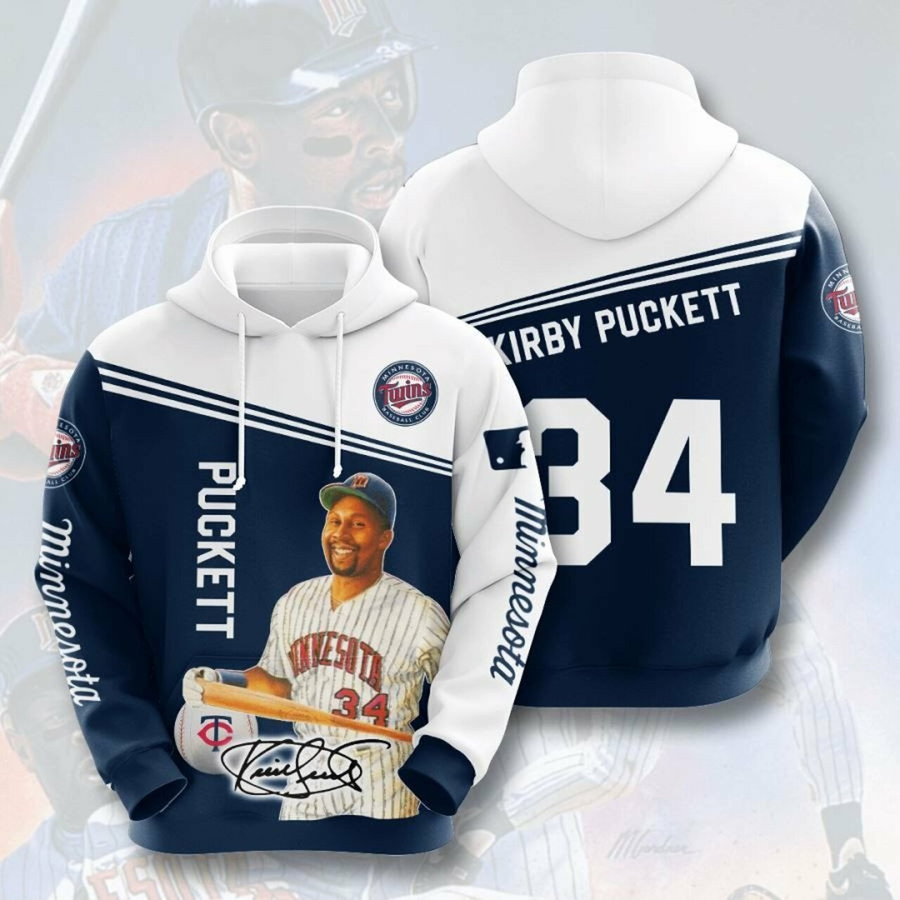 Minnesota Twins Kirby Puckett 3d All Over Print Hoodie