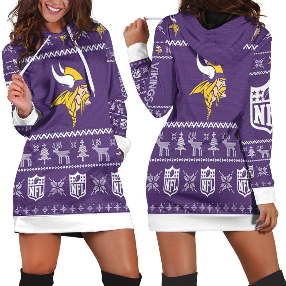 Minnesota Vikings Nfl Ugly Sweatshirt Christmas 3d Hoodie Dress For Women