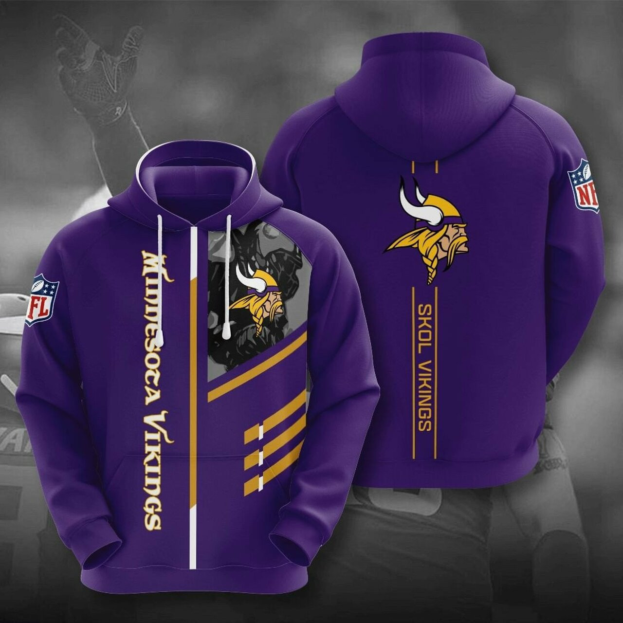 Minnesota Vikings Skol Vikings 3d All Over Print Hoodie