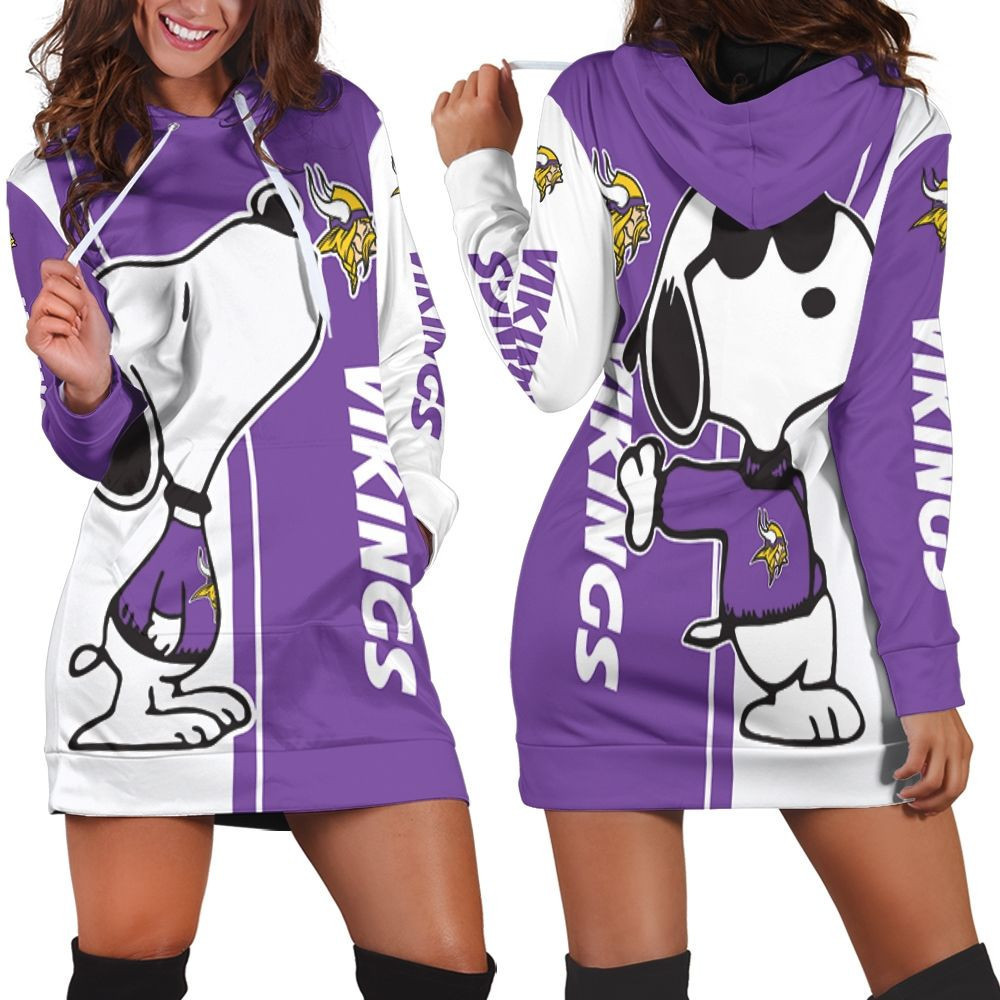 Minnesota Vikings Snoopy Lover 3d Hoodie Dress Sweater Dress Sweatshirt Dress