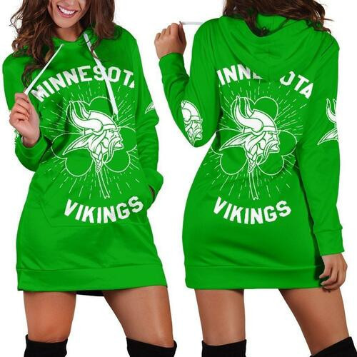 Minnesota Vikings St Patricks Day Hoodie Dress Sweater Dress Sweatshirt Dress 3d All Over Print For Women Hoodie