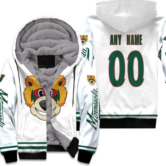 Minnesota Wild Nhl Ice Hockey Team Logo White 3D Designed Allover Custom Name Number Gift For Wild Fans Fleece Hoodie