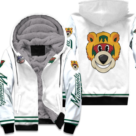 Minnesota Wild Nhl Ice Hockey Team Nordy Logo Mascot White 3D Designed Allover Gift For Minnesota Fans Fleece Hoodie